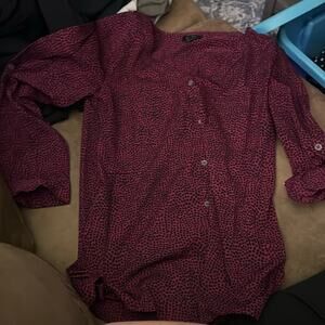 Jessica Simpson Men's Burgundy Patterned Button Down Shirt
